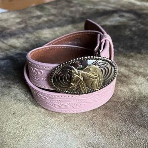 Nocona pink leather pony belt Sz xs
